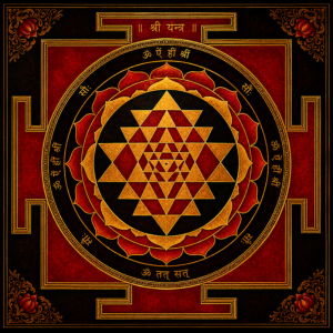Sri Yantra Rouge, noir et or