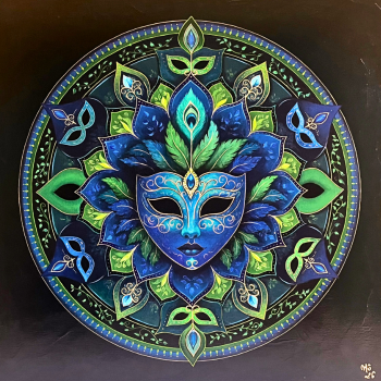 Mandala avec un masque vénitien au centre